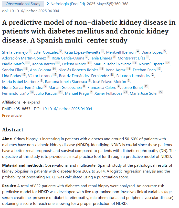 HUniv_Poniente's tweet photo. Adoración Martín #Nefrología #HUnivPoniente #UNIP publica en @SENefrologia un estudio multicéntrico basado en un modelo predictivo de enfermedad renal no diabética en pacientes con diabetes mellitus y enfermedad renal crónica https://t.co/SUxUOruMZd @saludand @Fprogresoysalud https://t.co/OPoYp4JgLv