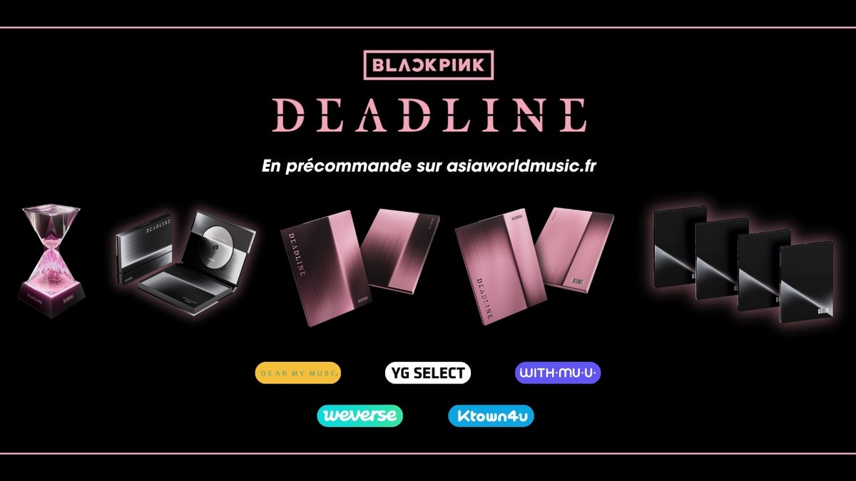 BLINK, c'est disponible 💗 L'album #DEADLINE de #BLACKPINK est en précommande chez Musica ! Les versions avec POBs sont également en ligne : YG SELECT, Weverse, Withmuu, Dear My Muse, Ktown4u ✨
🔗 asiaworldmusic.fr/recherche?tag=…