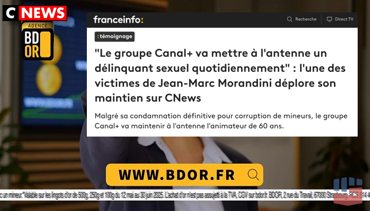 Bonjour <a href="/AgenceBdor/">Agence BDOR</a>, sponsoriser la météo de #CNews c'est une chose.
Mais votre pub parmi celles diffusées dans l'émission de #Morandini le lendemain de sa condamnation pour corruption de mineurs, ça vous convient ?
Aucun malaise d'associer votre marque à un délinquant sexuel ?
