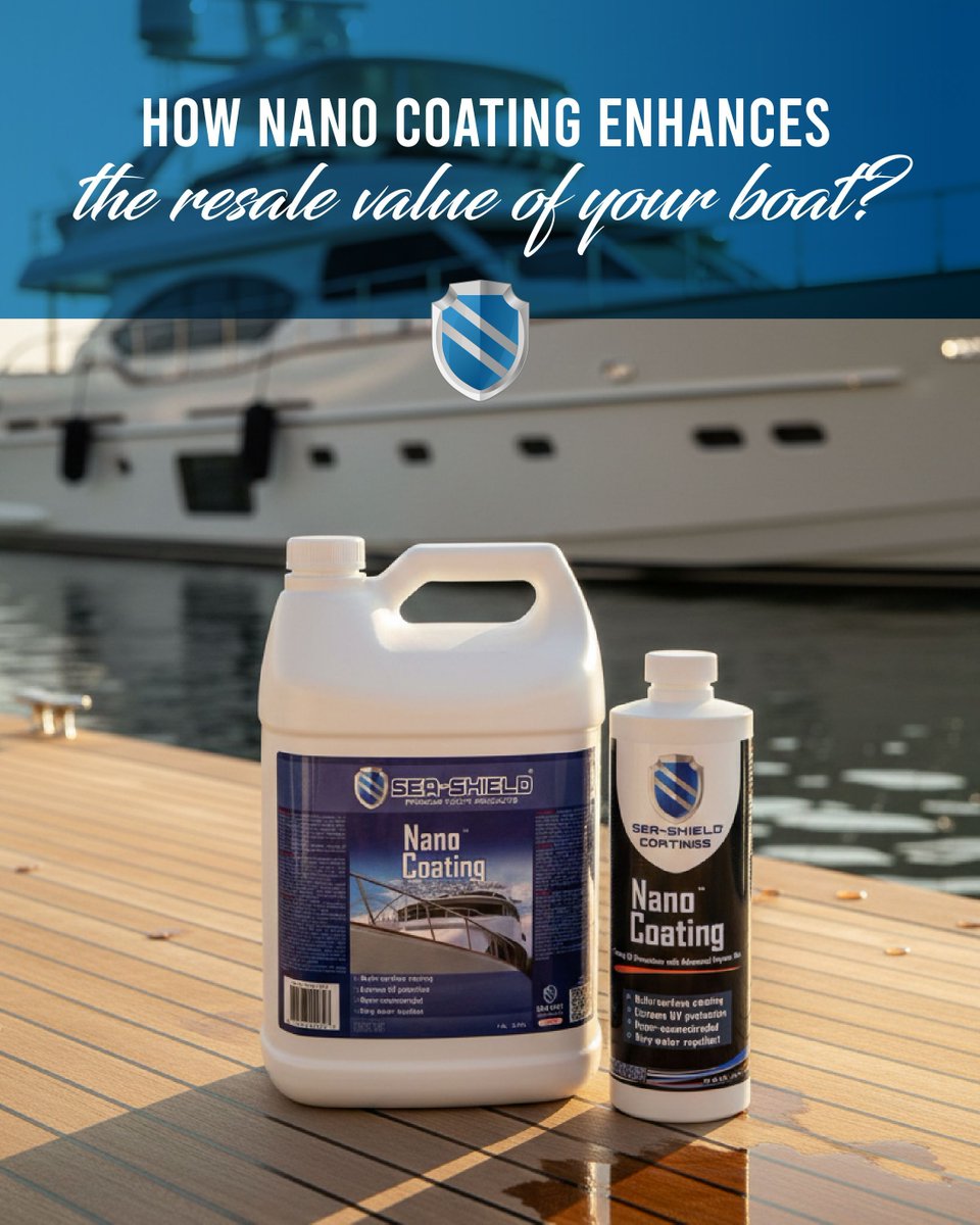 SeaShield's tweet image. Did you know your vessel can not only retain but even increase its market value? The key lies in protecting its most visible asset: the exterior finish. Nano-coatings offer a revolution in nautical care, acting as an invisible shield against sun, salt, and scratches. This…