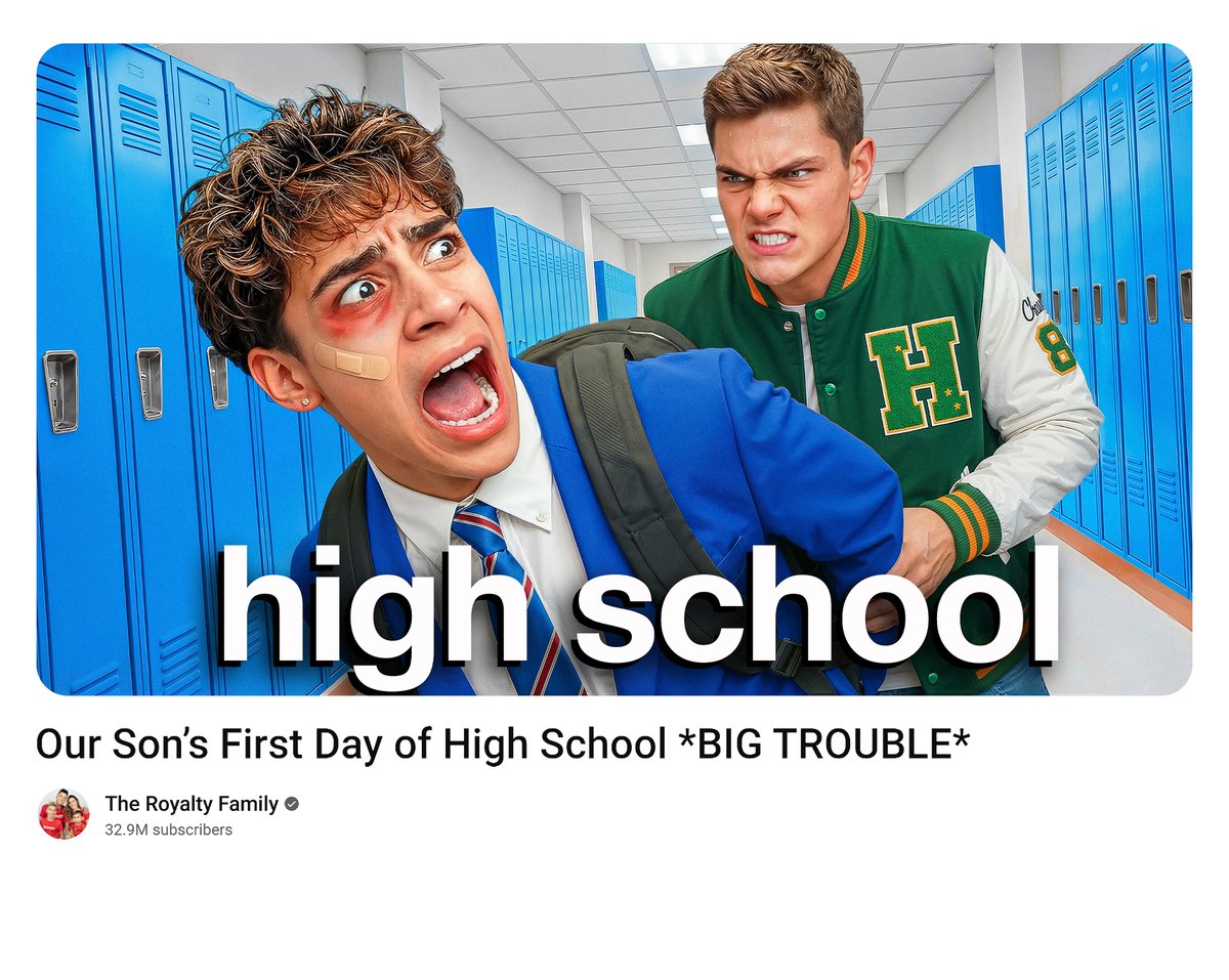 𝗗𝗔𝗬 𝟭𝟲/𝟭𝟬𝟬 challenge Concept Thumbnail       

𝗧𝗶𝘁𝗹𝗲: "𝗢𝘂𝗿 𝗦𝗼𝗻’𝘀 𝗙𝗶𝗿𝘀𝘁 𝗗𝗮𝘆 𝗼𝗳 𝗛𝗶𝗴𝗵 𝗦𝗰𝗵𝗼𝗼𝗹 *𝗕𝗜𝗚 𝗧𝗥𝗢𝗨𝗕𝗟𝗘*"

<a href="/TheRoyaltyfamly/">the royalty family</a> 
<a href="/Andreaespadatv/">andrea Espada</a> 

Let me know what you guys think