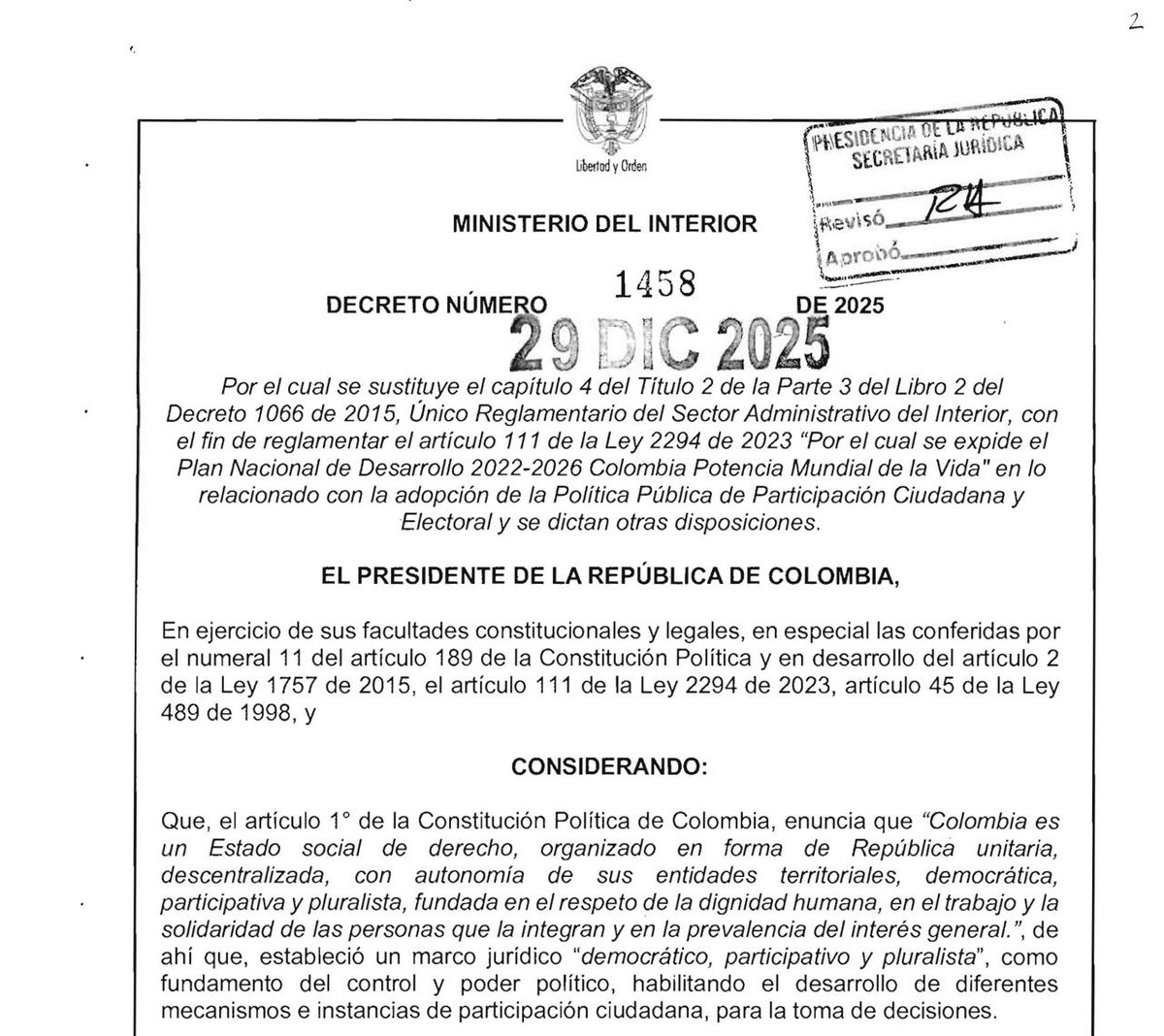 ¿Saben cuál será uno de los grandes legados de @PetroGustavo?  la profundización de la democracia. Poco se habla de esto.

Por ejemplo, se acaba de firmar el Dec. 1458 sobre la Participación Ciudadana y Electoral.

Si me das 3 minutos te explico por qué esto es tan valioso.

🧵