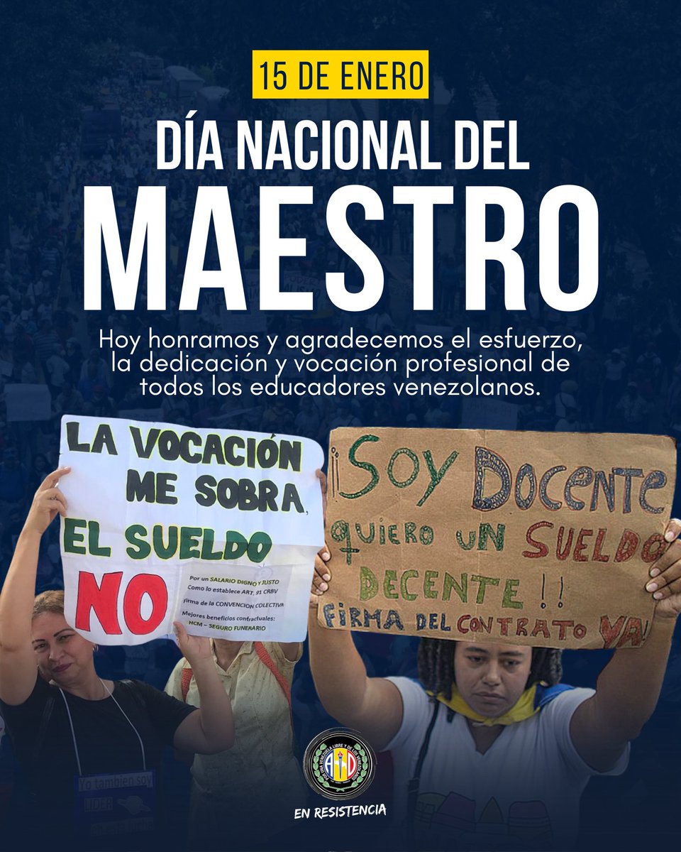 Hoy damos nuestro agradecimiento y reconocimiento a los maestros venezolanos, pilares fundamentales en la construcción del futuro. A pesar de los incontables obstáculos, su vocación y dedicación siguen vigentes.

Desde Acción Democrática en Resistencia honramos su esfuerzo y nos