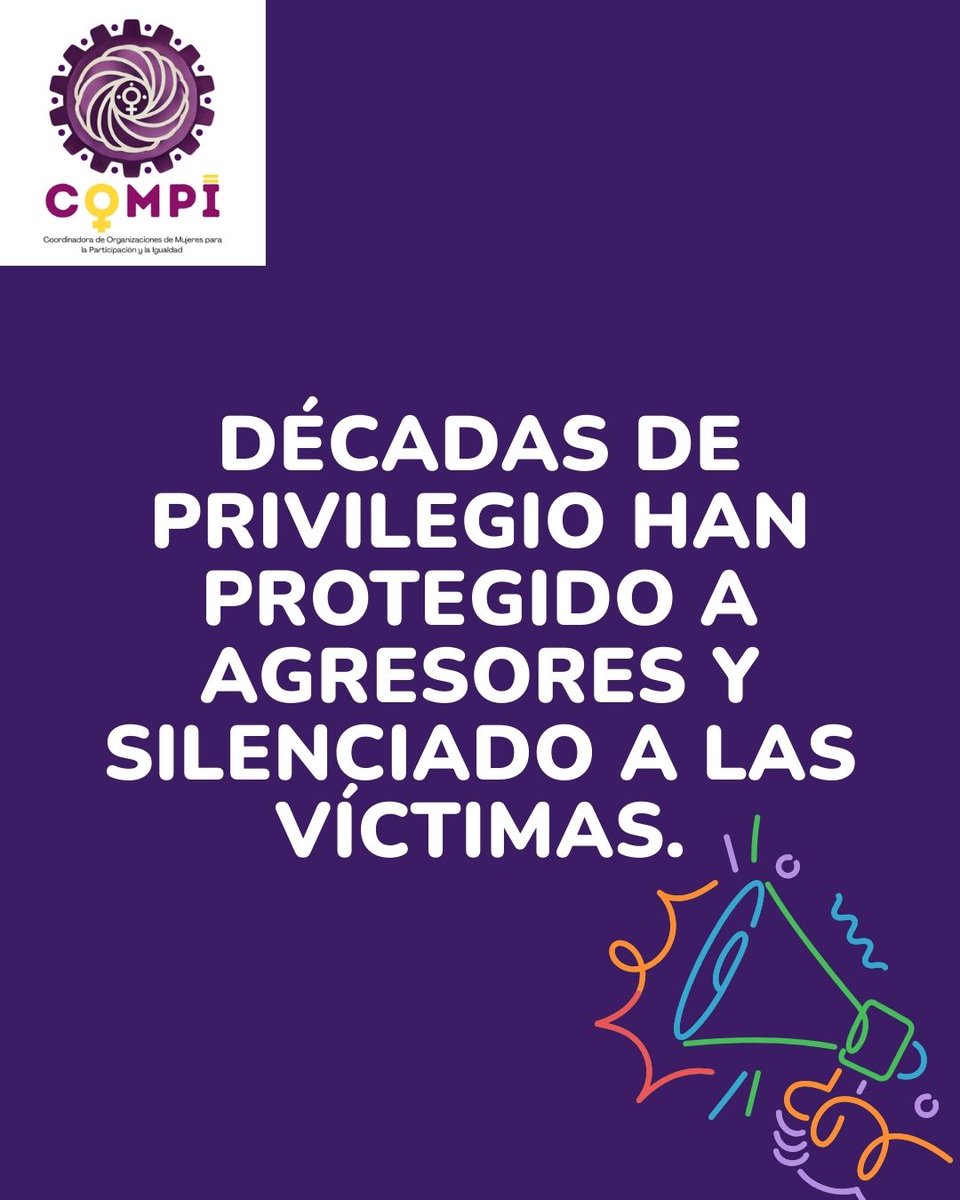 CoordinaCOMPI's tweet image. ❌ La violencia sexual no desaparece por fama ni por poder.

En 2026, COMPI exige justicia y la visibilización de todas las víctimas. Que la fama no proteja a los agresores. 

💜 Creemos a las sobrevivientes.

🔗 elpais.com/sociedad/2026-…

#JusticiaFeminista #NoALaImpunidad #COMPI