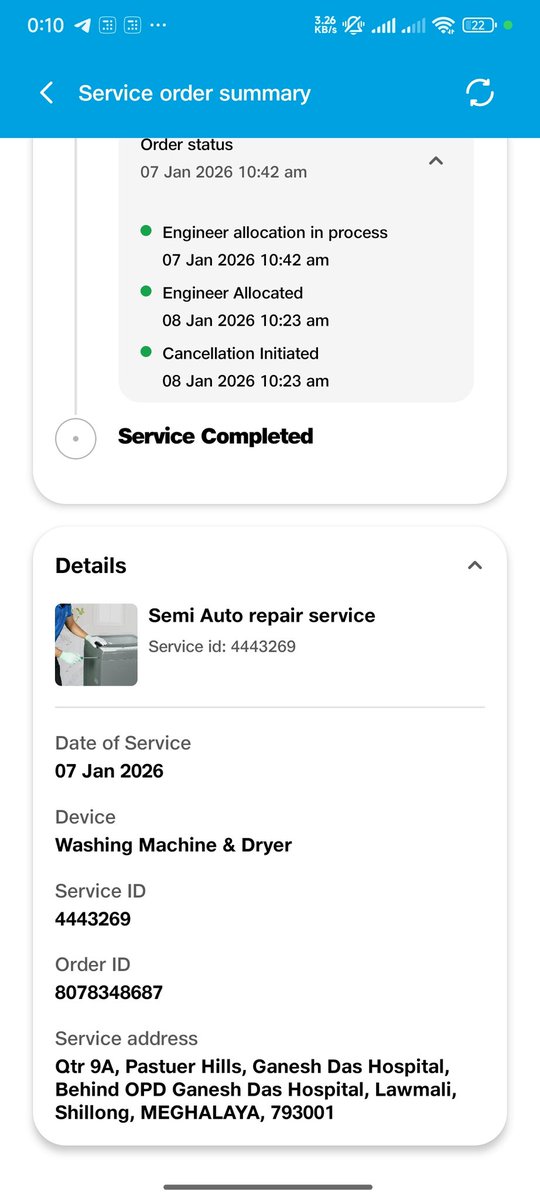 its_RogerSangma's tweet photo. @RelianceDigital Registered Phone number - 7308679242, Location - Shillong, Meghalaya . I'm tired I try everyday to get someone to come and fix my washing machine but this happens . And to make matters worse I was asked to cancel my booking by a sales representative from Reliance digital https://t.co/1W3YNJUlgH