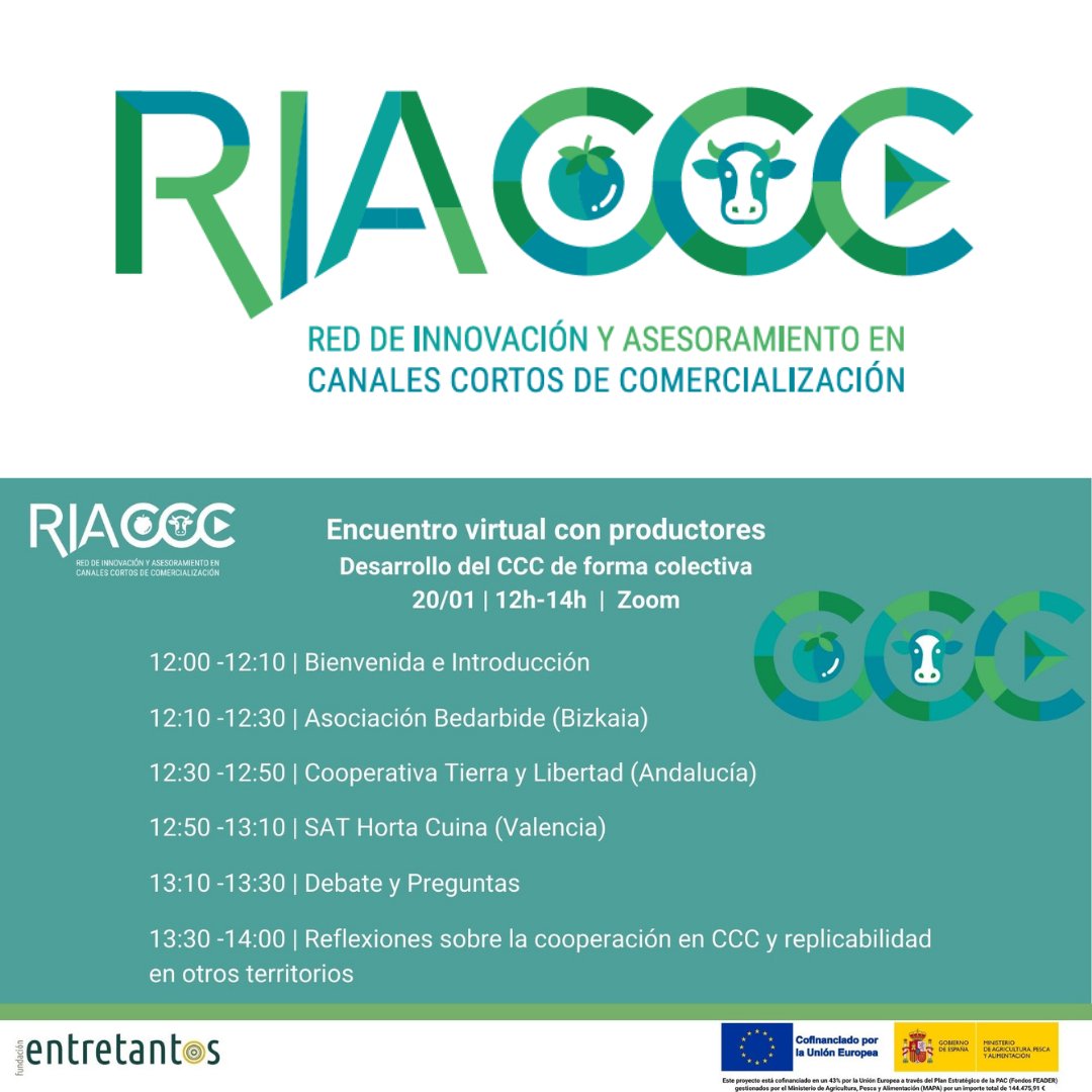 La Red de Innovación y Asesoramiento en Canales Cortos de Comercialización (RIA-CCC) arranca 2026 con un encuentro virtual dedicado a productores que han desarrollado el CCC de forma colectiva

➡ ria-ccc.org/noticia/desarr…

#MontañasDelTeleno