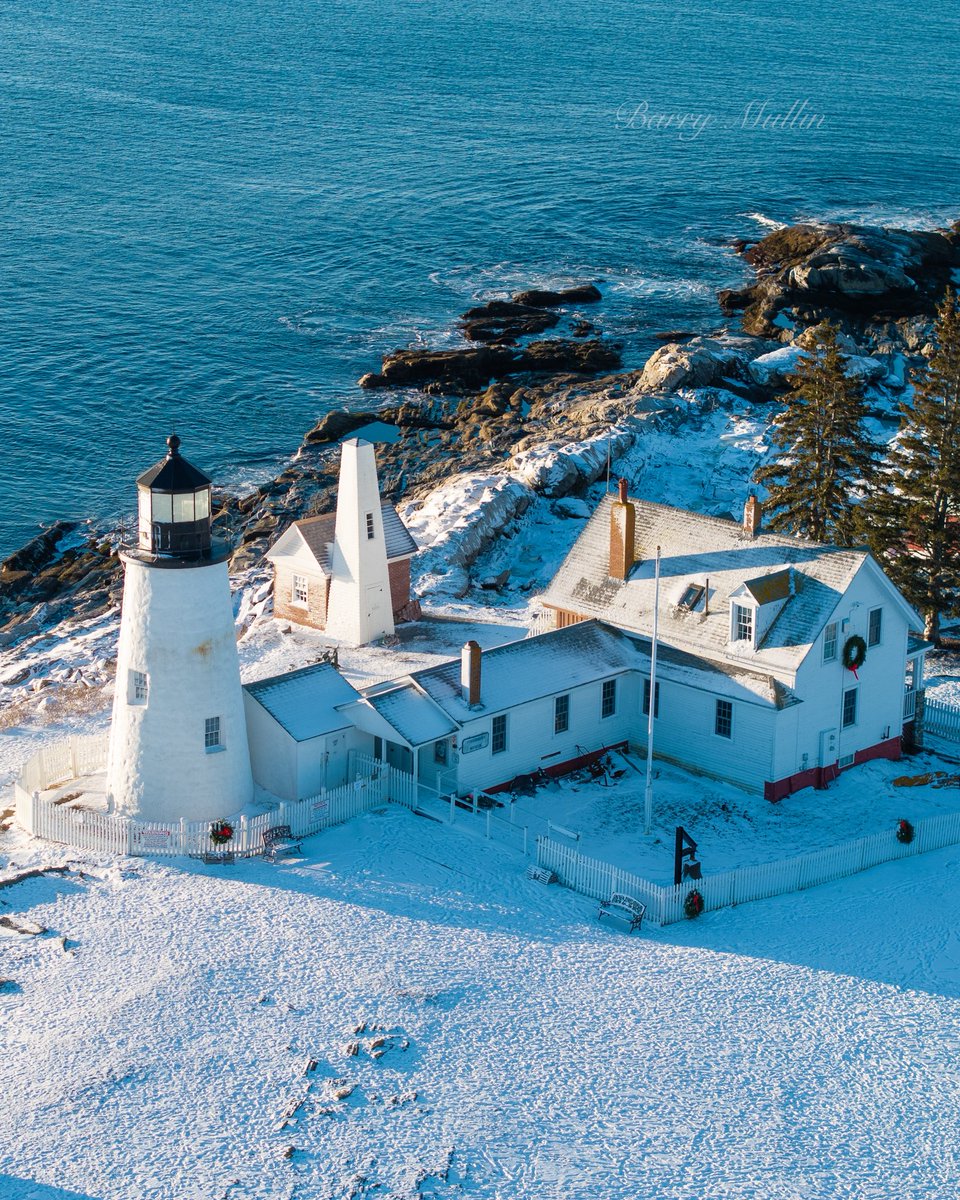 Pemaquid Point Lighthouse during sunrise in New Harbor, Maine, USA.