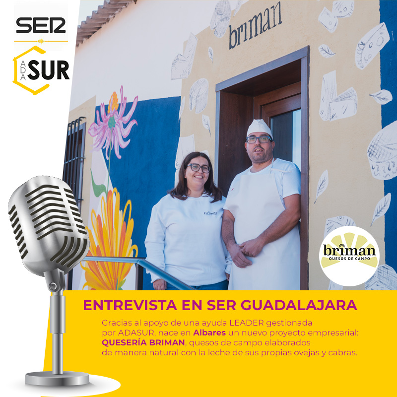 Y conocemos #QUESERÍABRIMAN, el proyecto de Rebeca y Jesús en #Albares: quesos 100 % naturales con leche de sus propias cabras y ovejas.
Un nuevo negocio rural hecho realidad gracias a los #🌿🇪🇺fondos LEADER gestionados por #ADASUR.
🎙️ Gracias @ser_guadalajara por la difusión.