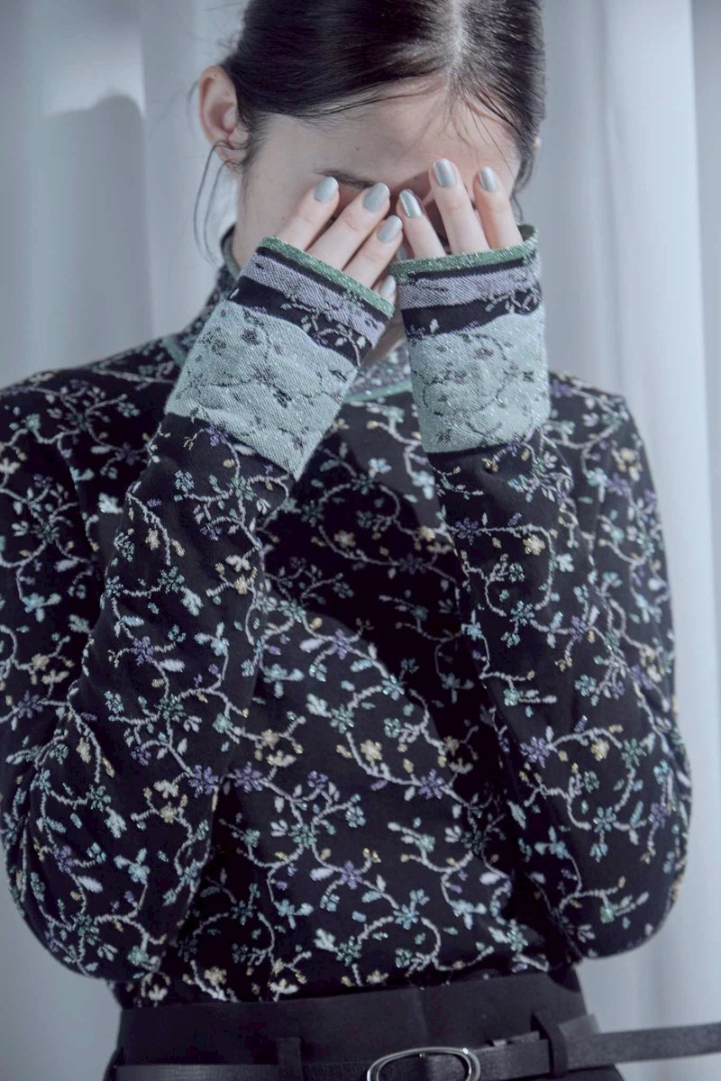 Cardigan GlitterKnit Motif マメクロゴウチFloral