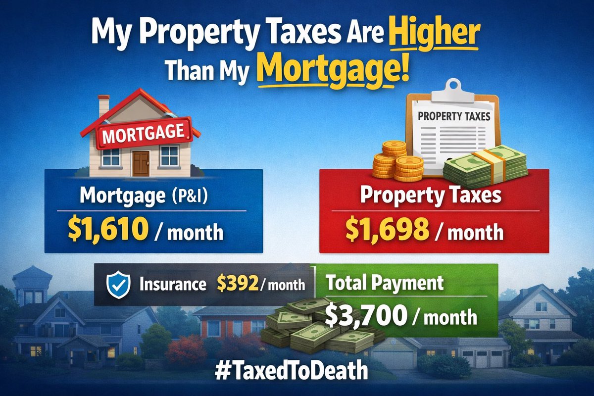 blavescoltd's tweet image. My property taxes are higher than my mortgage payment.
Make it make sense. 😩
#TexasTaxes #Homeownership #TaxedToDeath