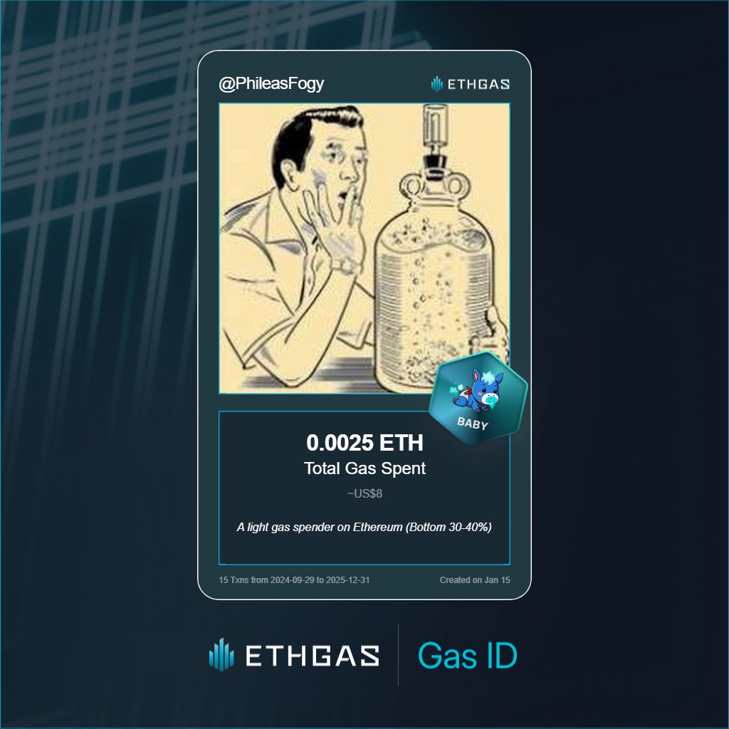Just unlocked my Gas ID via ETHGas 🪪

I'm a Baby Jack with 0.0025 ETH spent on gas since Beacon Chain - now fueling my climb to the Gasless Future and earned 1 Beans already. 

Reveal yours at ethgas.com/community/gas-…