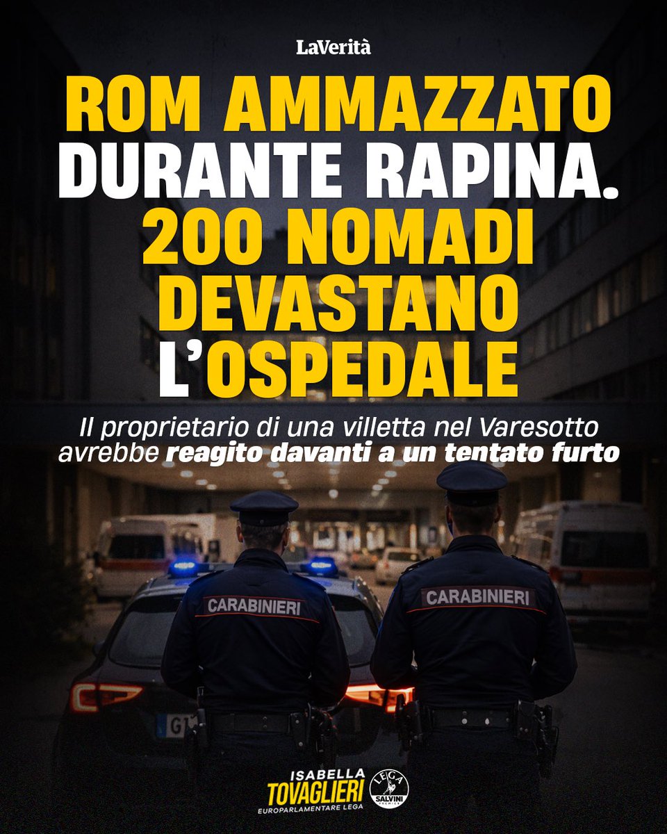 isatovaglieri's tweet image. L’ospedale di Magenta è stato assaltato da circa 200 rom per “vendicarsi” della morte di un nomade ucciso durante una rapina in casa a Lonate.

Un fatto totalmente inaccettabile e da condannare duramente in un Paese civile. Queste dimostrazioni di forza in branco non devono e non…