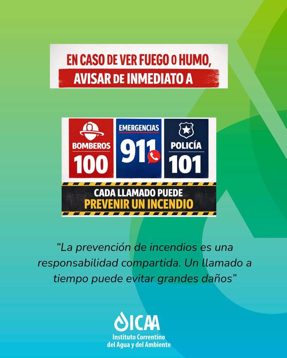 🔥 PREVENCIÓN DE INCENDIOS
Ante el alto riesgo de incendios rurales y forestales, recomendamos:
🚫 No quemes residuos ni uses fuego
🚭 No arrojes colillas ni fósforos
📞 Si ves fuego o humo, avisá de inmediato:
🚒 Bomberos 100 | 🚨 Emergencias 911 | 👮 Policía 101