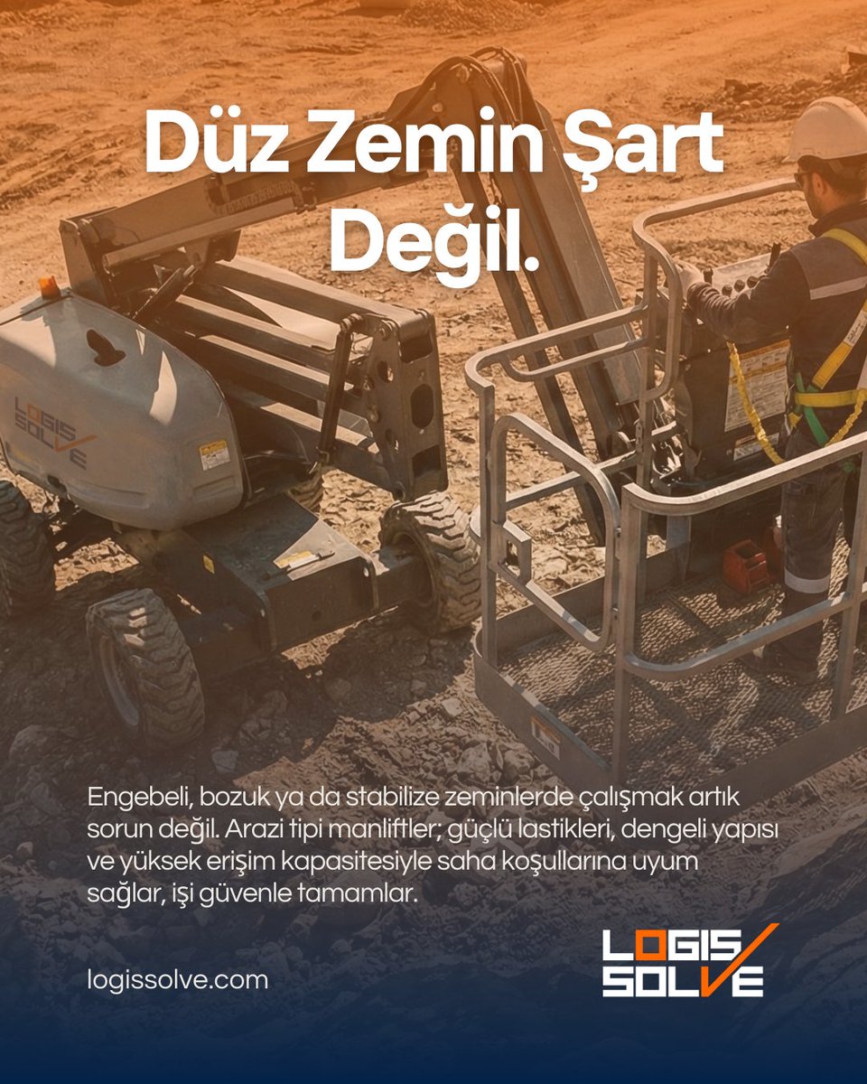 logissolve's tweet image. Düz zemin şart değil!

Arazi tipi manliftler; güçlü lastikleri, dengeli yapısı ve yüksek erişim kapasitesiyle engebeli sahalarda bile güvenle çalışır.

LOGISSOLVE ile zemin değil, çözüm odaklı olun.
🔗logissolve.com

#LOGISSOLVE  #İşGüvenliği #SahaÇözümleri
