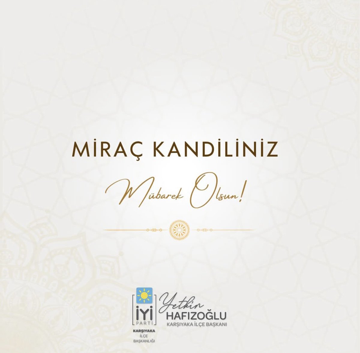 #MiraçKandili ‘nin, ülkemize birlik, huzur ve umut getirmesini dileği ile Kandiliniz mübarek olsun.