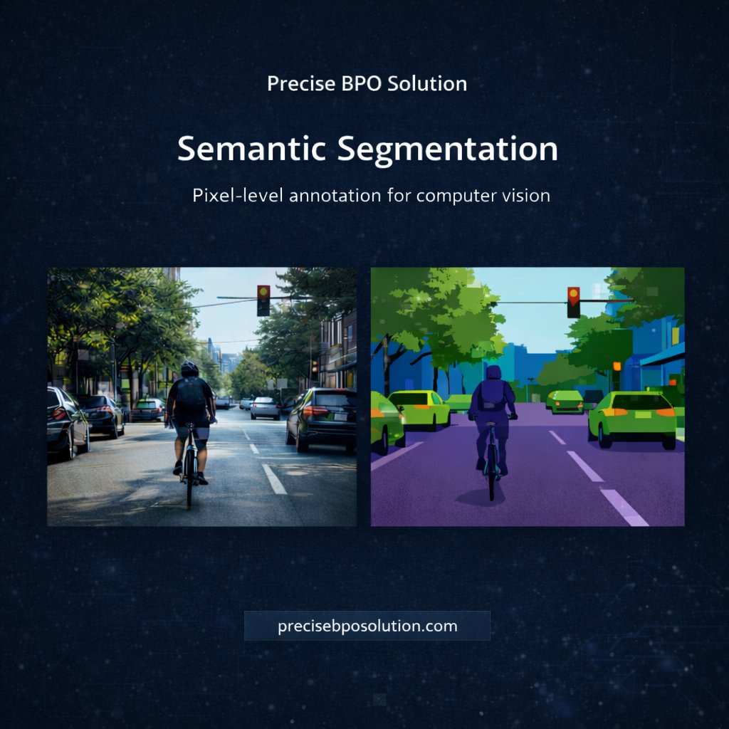 PreciseBPOSol's tweet photo. Semantic segmentation enables pixel-level understanding, helping computer vision models deliver higher accuracy in real-world applications.

AI models don’t fail because of algorithms — they fail because of poor data. #SemanticSegmentation #aidata #ComputerVision https://t.co/V7bESLSSIF