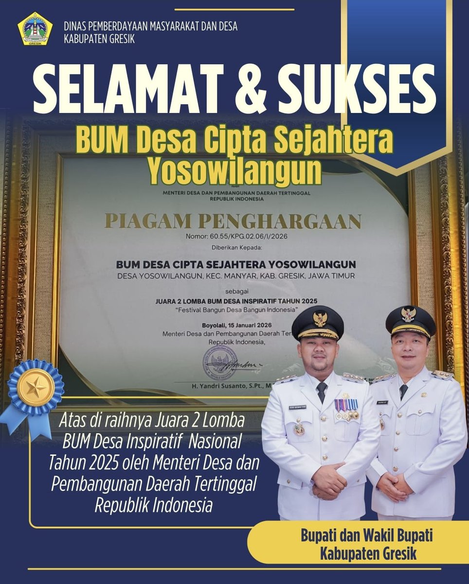 SEMARAK HDN 2026;
Bersama desa, kita wujudkan pembangunan yang berkeadilan

#HariDesaNasional2026
#BangunDesaBangunIndonesia
#DesaTerdepanUntukIndonesia
#BhaktiPendampingDesa
#TPPJawaTimur