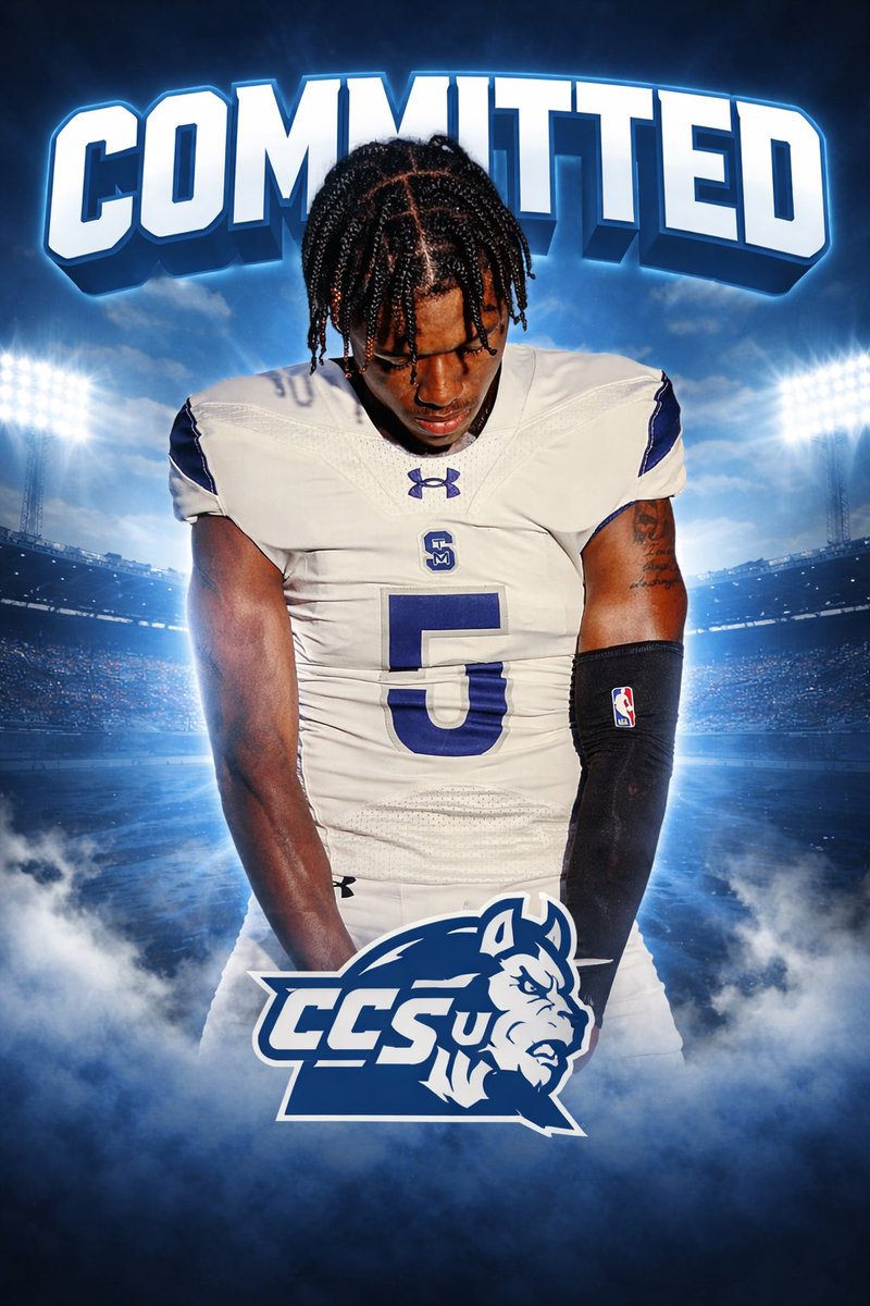 SpellmanZaire's tweet photo. #AGTG 100 percent COMMITTED to play for Central Connecticut State University. Ready to start my college career and make a name for myself💯! @CoachLecht @jd01an @Abbott_Burrell @zachdeldin @CCSUfootball @Coach_Ander5on @martin_manson3 @STMCT_Football @KaiGill_ @StepinacSports https://t.co/va87zC4Wt2
