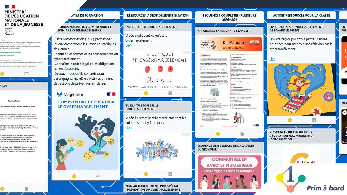 Cycles 2⃣ et 3⃣ | Enseigner | #EMC

📌 Sensibiliser au cyberharcèlement, une sélection de ressources

▶️ primabord.eduscol.education.fr/sensibiliser-a…

✅ Le cyberharcèlement
✅ Outils de formation
✅ Vidéos de sensibilisation
✅ Séquences complètes
✅ Autres ressources
✅ Pour aller plus loin