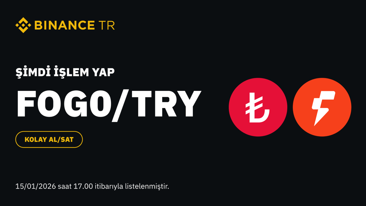 #Binance TR'de, $FOGO / $TRY işlem çifti listelendi.

İşlem yapmak için tıklayın ⤵️
binance.tr/easy-buy-sell