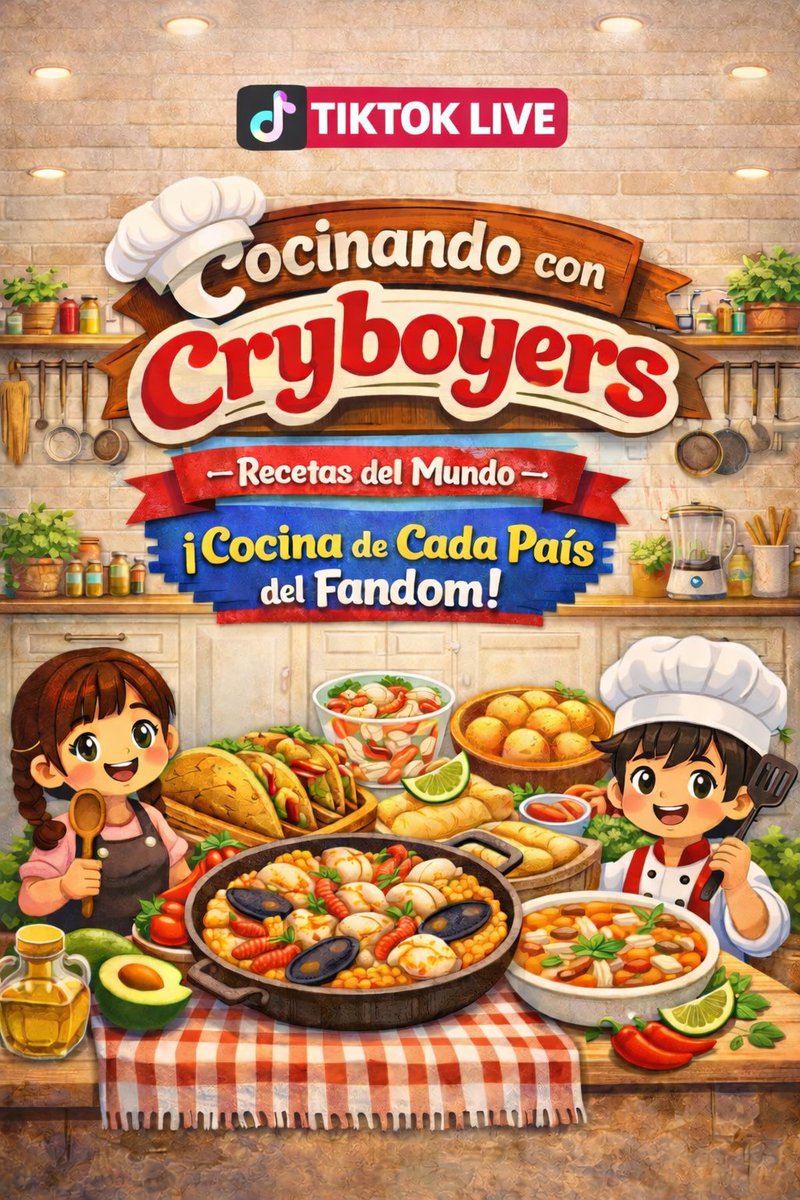 Darkettspain's tweet image. Buenos díaaaaas!!!
✨️ ¡Llega una nueva dinámica a TIKTOK LIVE! ✨️
Esta vez no será Cry quien cocine… ¡serán las cryboyers! 🖤
Te presentamos “Cocinando con Cryboyers”, una experiencia en directo donde la cocina une culturas 🌍
En cada live aprenderemos a preparar recetas…
