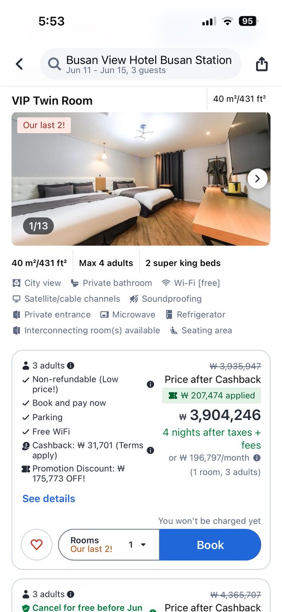 moonjjangu's tweet image. Hi @agoda I've been trying to raise my concerns to your team as well but can't get through.
I booked a room for 456,000 won, but Busan View Hotel is urging me to cancel my confirmed reservation. I checked it today and the exact room is still available but with very high price.
