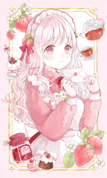 #いちごの日 いちごメイドちゃん 昨年描いた子です