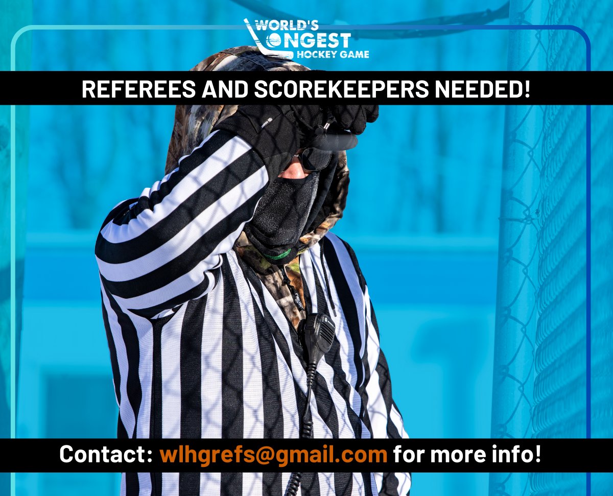Only weeks to go, and we still need refs &amp; scorekeepers! 🏒

Help support 40 amazing players by volunteering — just 3-hour shifts, no experience required.

Sign up here 👉 worldslongestgame.ca/referees-and-s…

📸 Mandy Kostiuk

#WLHG2026 #Cancer #YEG #SHPK