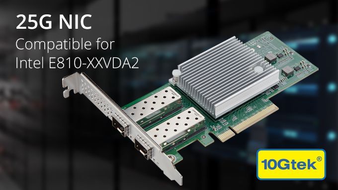 ❏ 25G NIC/CNA
❏ Intel E810-XXVDA2 equivalent
❏ Controller: Intel XXVAM2
❏ Dual SFP28 Ports 
❏ PCI Express x8
❏ Click to buy: sfpcables.com/25g-network-ca…