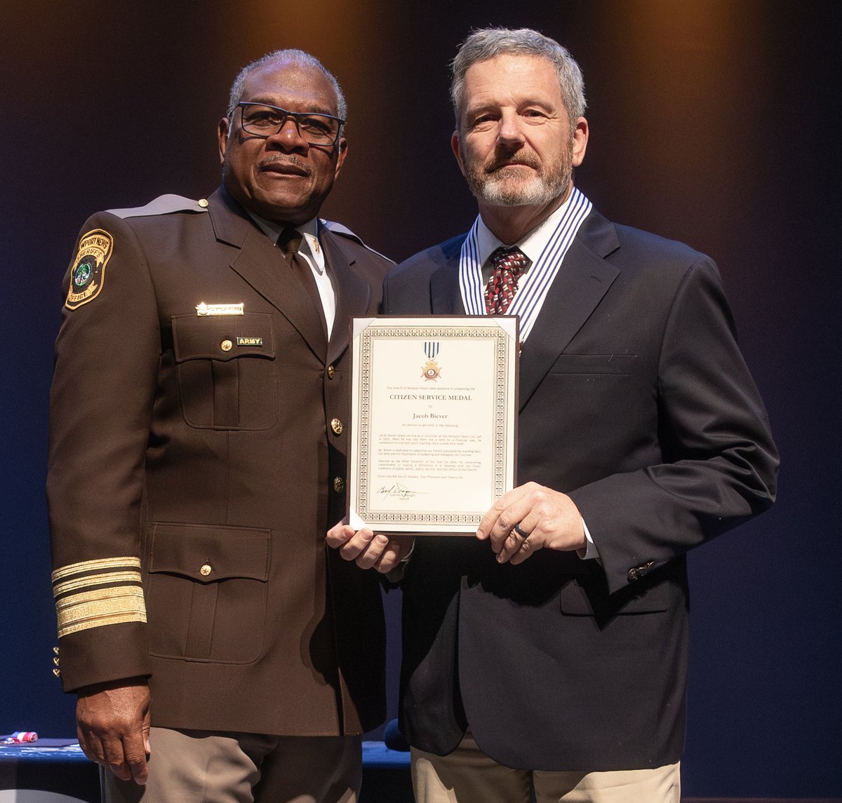 NnsoJ's tweet photo. Sheriff Morgan recognized 2025 accomplishments at our 18th Annual Promotion &amp; Awards Ceremony at the CNU Gaines Theater. Senator J.D. “Danny” Diggs was the keynote speaker &amp; Dr. Saundra Cherry delivered the invocation &amp; benediction. Congratulations to all! https://t.co/X1nKMwu24g