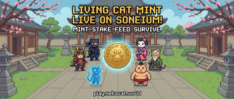 soneium's tweet photo. 3/  🐱 @nekocat_world

Enter the world of Neko Cat and mint your exclusive NFT.

🔗 https://t.co/7JiIPe2sQP https://t.co/KbAQ7w0vj2