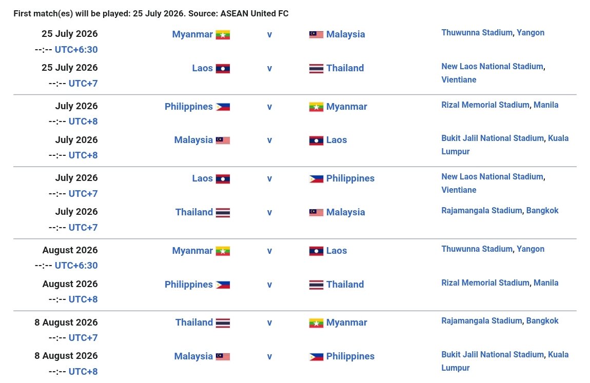 idextratime's tweet photo. 🚨 NEW : Jadwal babak penyisihan grup AFF 2026. 

Home :
vs Kamboja 
vs Vietnam 

Away :
vs Brunei/Timor Leste 
vs Singapura 

Optimis? 😼 https://t.co/YrwtOxeBoT
