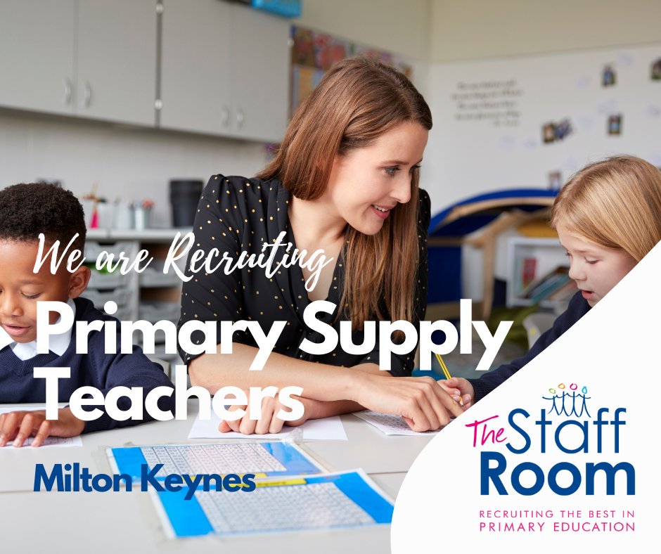 The_StaffRoom's tweet photo. Are you a qualified primary teacher looking for flexible, rewarding work in Milton Keynes? Join The Staff Room and access a range of day-to-day supply and long-term opportunities in local schools. Call 01908 014320.   #TeacherRecruitment  #PrimaryEducation #FlexibleWorking https://t.co/u1yLIPjZik