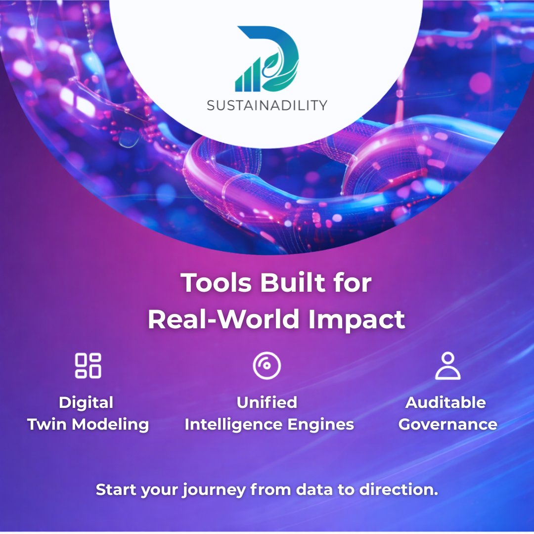 sustainadility's tweet photo. Data is everywhere.
Impact is not.

At Sustainadility, our platforms turn fragmented sustainability data into auditable, decision-ready insights—bridging strategy with execution at scale.

#Sustainadility #SustainabilityTech #ESG https://t.co/5gkr2OJWWF