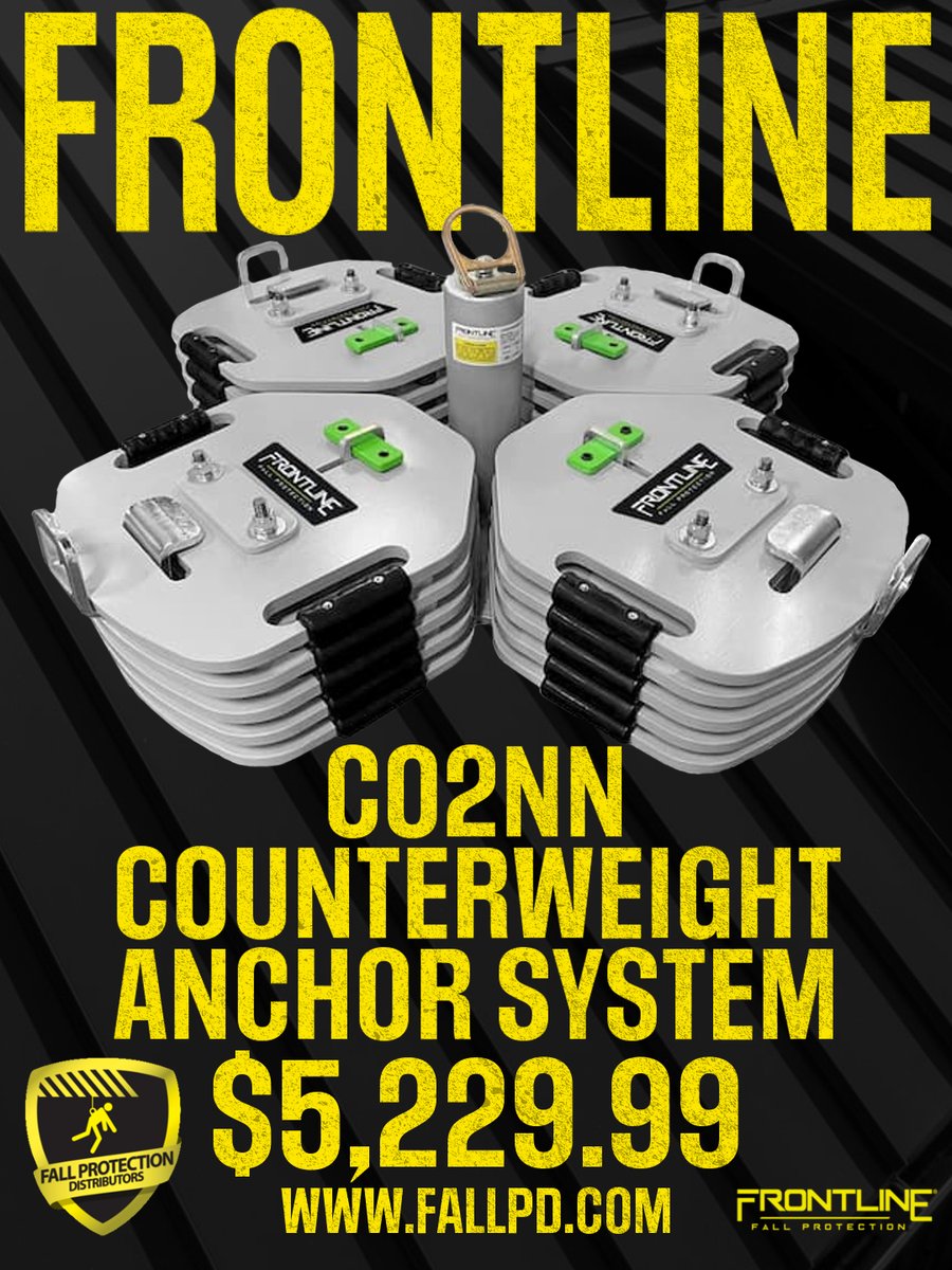⚡ Protect your crew without piercing the roof. The Frontline CO2NN Counterweight Anchor System delivers OSHA-compliant fall protection in a freestanding, non-penetrating design—perfect for finished membranes, delicate substrates, and roofs up to 5°. Built for one worker in fall