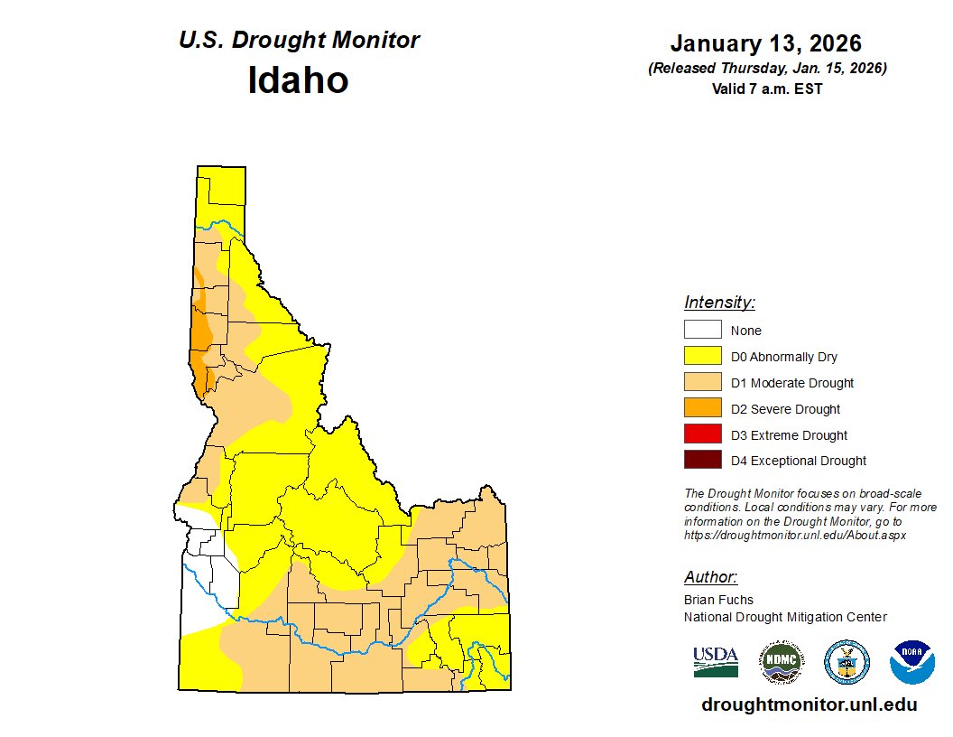 The latest U.S. Drought Monitor for Idaho.