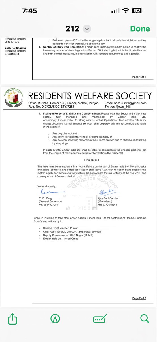 rws_108's tweet photo. Emaar India Ltd failed to  stop   RES. for feeding  stray dogs on road berms ramps, parks  etc  in Sec 108  So accountable to pay  Comp. of dogs bitten cases   not Govt Deptt need action  @PbGovtIndia @emaardubai @EmaarIndia https://t.co/OqFcRqWGdk