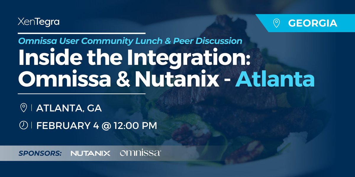 How does the Omnissa &amp; Nutanix integration work in real environments? 

Hear directly from engineers and peers at our Atlanta user community lunch. Lunch included.

events.xentegra.com/260204-omnissa…
 
 #XenTegraGA