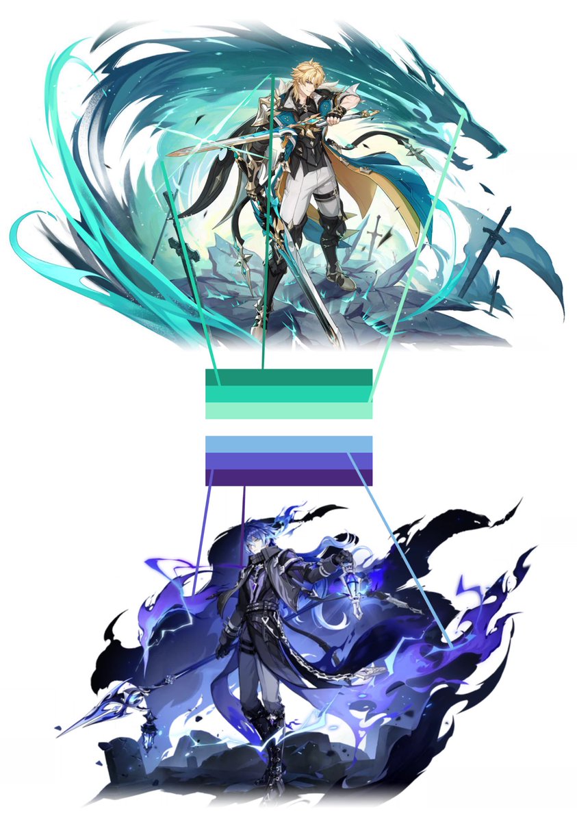 crispuffs's tweet image. saw a comment pointing out that varflins’ color palettes match the LGBT gay pride flag and couldn’t stop thinking about it lol. oh varflins, you truly are meant to be…