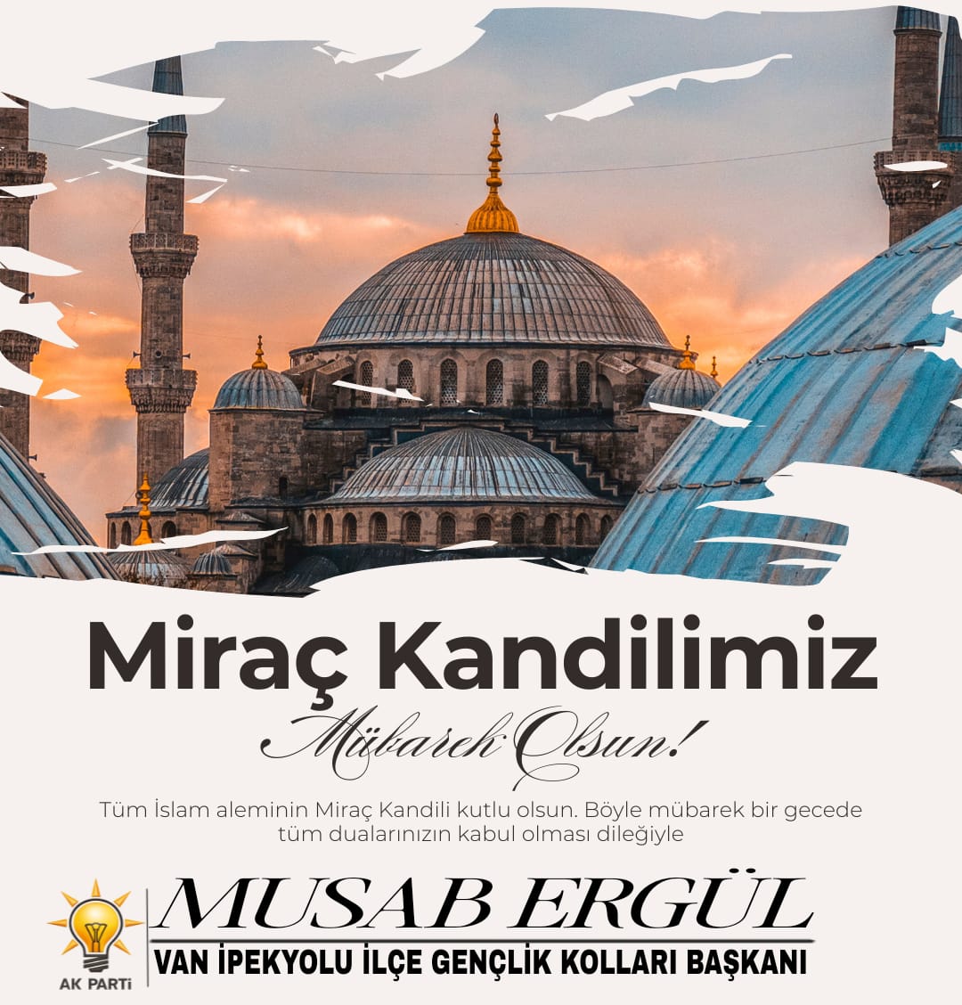 Miraç Kandili’nin milletimize ve tüm İslam âlemine hayırlar getirmesini diliyorum. Dualarımızın kabul, gönüllerimizin huzurla dolduğu mübarek bir gece olsun. 
#MiracKandilimizMubarekOlsun 
#Mirac 
#kandil