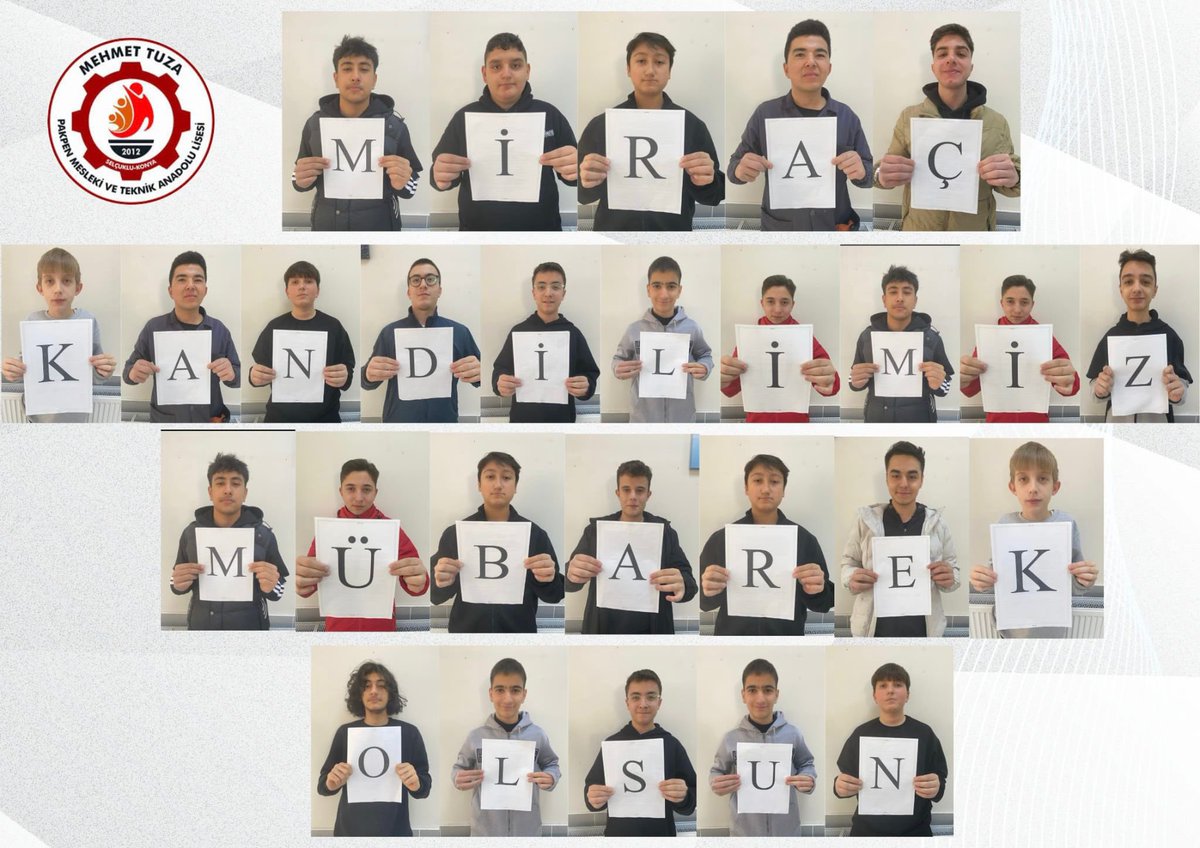 Tuzalı gençler der ki;Tüm İslam aleminin Miraç Kandili mübarek olsun.
<a href="/konyamem/">Konya İl MEM</a> 
<a href="/MeslekiEgitim42/">Mesleki ve Teknik Eğitim - KONYA</a> 
<a href="/TayyipSar1/">Tayyip Sarı</a> 
<a href="/MahmutZengin42/">Mahmut Zengin</a> 
<a href="/cedesturkiye/">cedesturkiye</a>