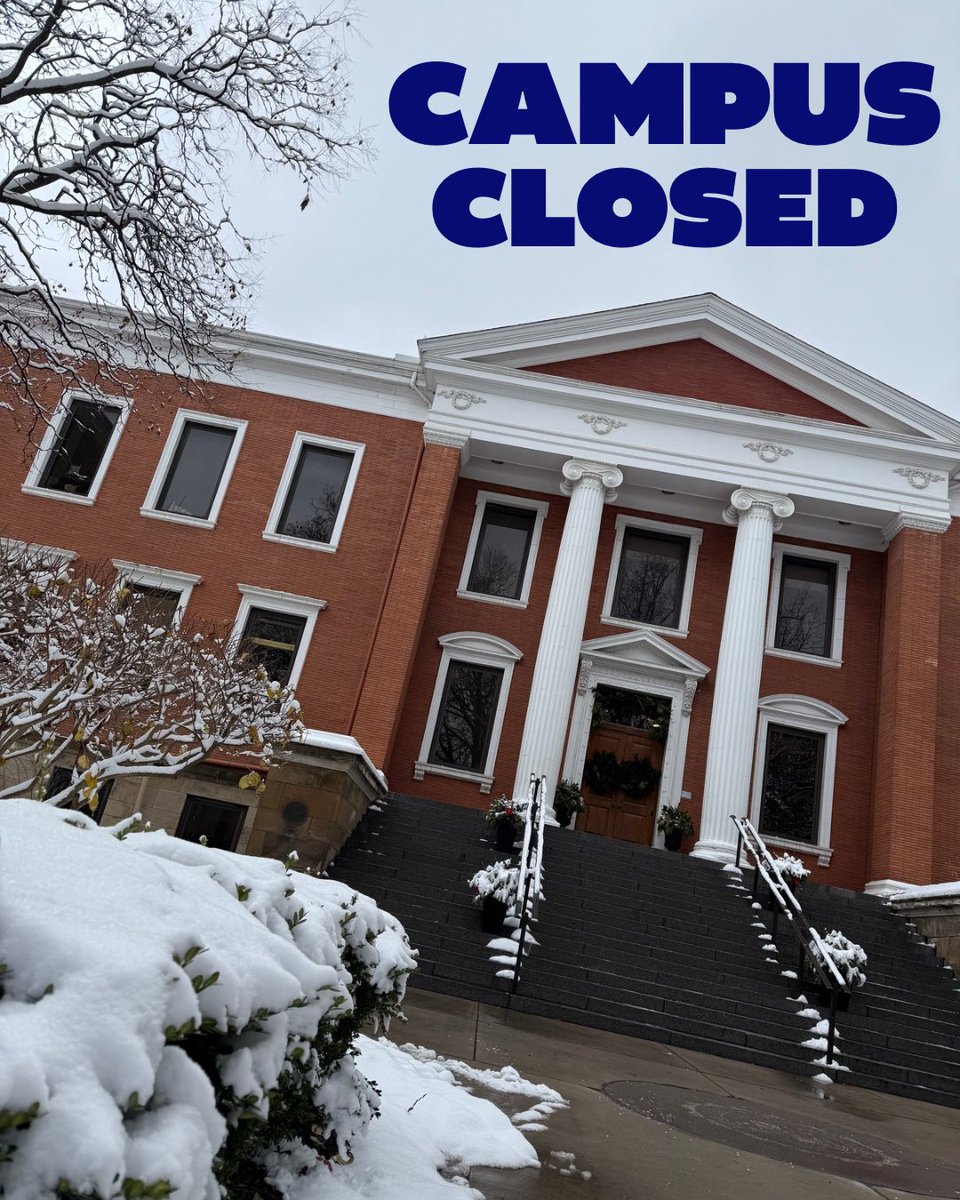 uakron's tweet photo. The University of Akron main campus and Wayne campus are closed today due to weather and road conditions in the region. Essential personnel should report to work at their regularly scheduled time. Both campuses will re-open tonight at 11:00 PM. https://t.co/K15XobfXR9