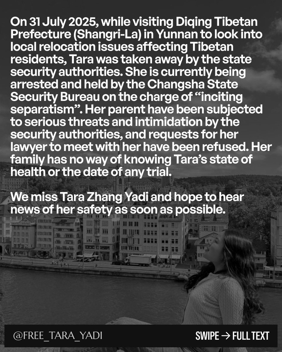 Free Tara ZHANG Yadi 释放张雅笛 tweet media