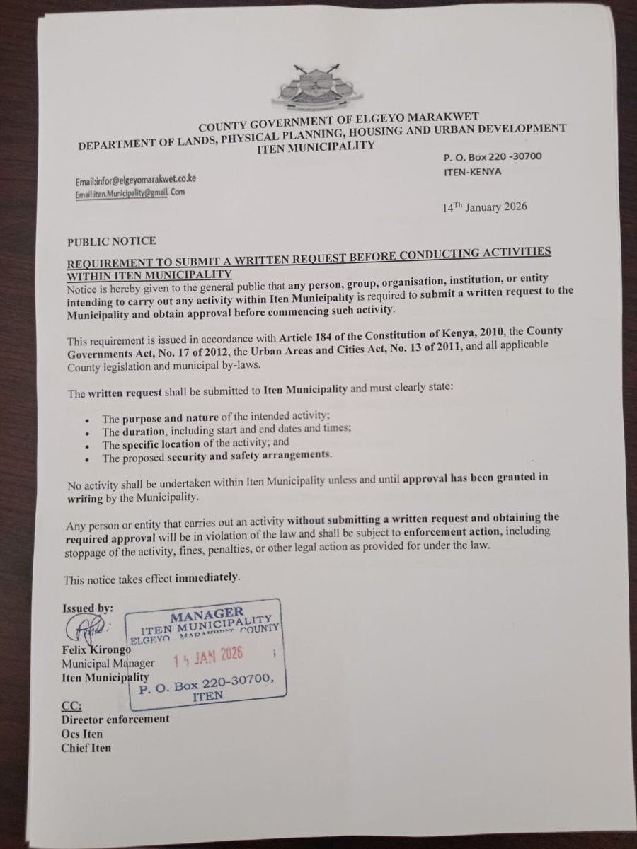 You will now need permission to hug a tree in Elgeyo Marakwet County.