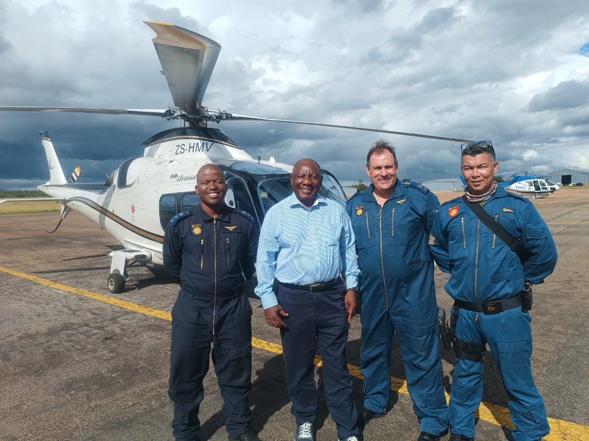 SAPoliceService's tweet image. #sapsLIM [AT THIS HOUR] #SAPS pilots and #SearchandRescue teams, working alongside the #SANDF and other emergency services, have been deployed to assist with the rescue of residents stranded by severe flooding in parts of Limpopo.

President Cyril Ramaphosa has visited the flood…