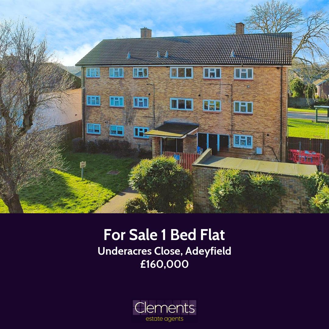 🎉New to Market!

For Sale 1 Bed Flat £160,000
Underacres Close, Adeyfield

psh.pt/oq6dr1nu

Get in touch today!
☎️ 01442 214151
📧 sales@clementsestateagents.co.uk
📧 lettings@clementsestateagents.co.uk