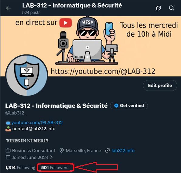 🥳 La barre des 500 abonnés vient d'être atteint!🚀
 ➡️#GIVEAWAY de circonstance!🔥

3 règles:
1⃣Abonnes toi ici
2⃣Like ce post
3⃣RT/Quote 

TAS en direct mercredi 21 sur Youtube, penses aussi à t'abonner et activer la cloche pour ne rien rater.🤠

-> youtube.com/@LAB-312 <-
