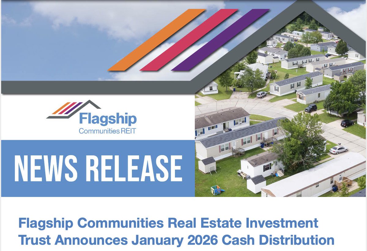 Flagship_Comm's tweet image. Flagship Communities REIT announces its January cash distribution. Read more here: flagshipcommunities.com/investor-relat…