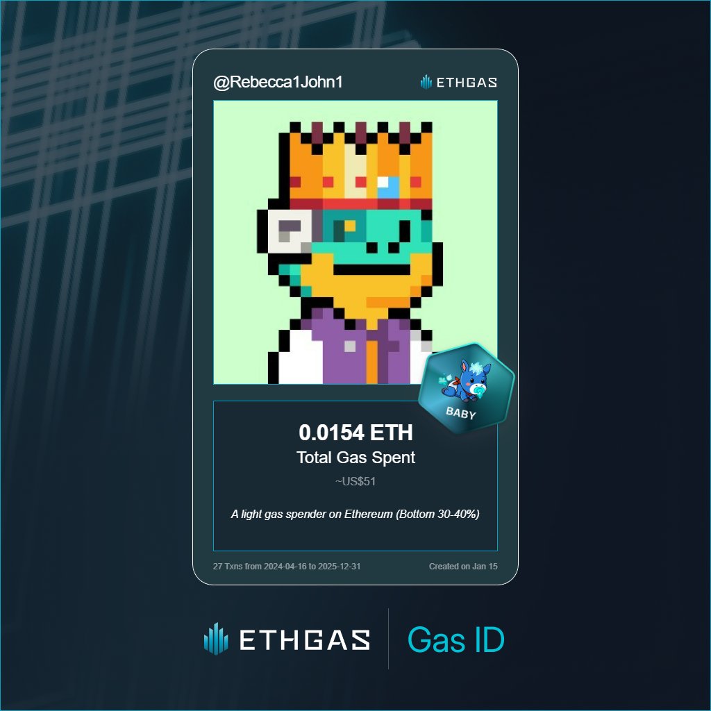 Discovered my Gas ID via ETHGas - turning my gas spend into rewards 🫘

As a Baby Jack, I've spent 0.0154 ETH on gas but earned 4 Beans back.

Get your Gas ID and Beans here: ethgas.com/community/gas-…