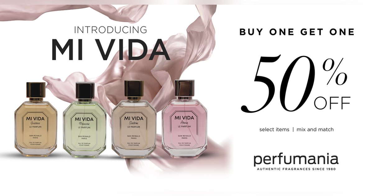 shoptheHIP's tweet photo. Say hello to MI VIDA, a new women’s fragrance collection with four distinct styles. For a limited time, buy one and get one 50% off on select scents. https://t.co/CumCYrko72